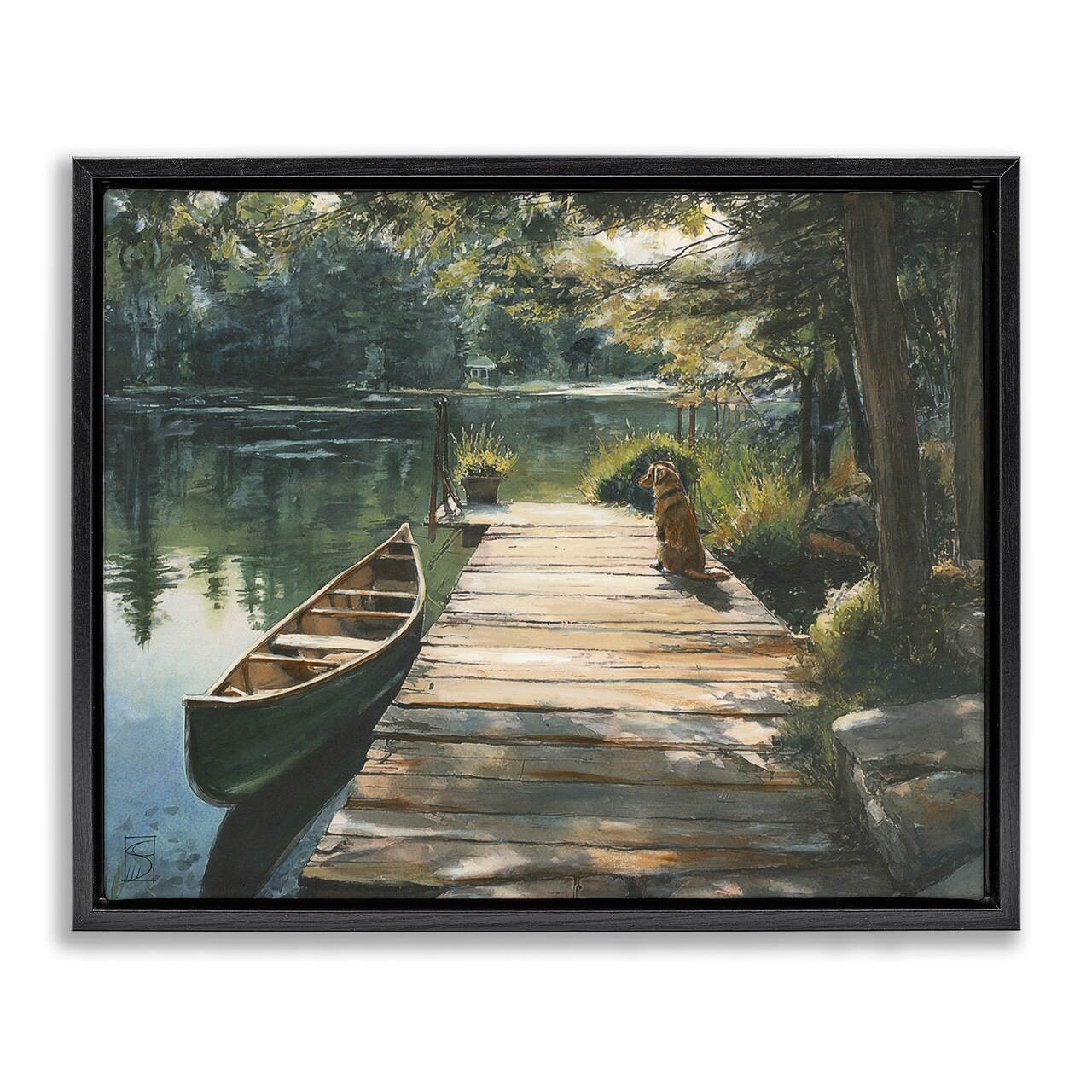 Stupell Industries Lake Life Dog on Dock Floating Frame, design by Sara Culpepper